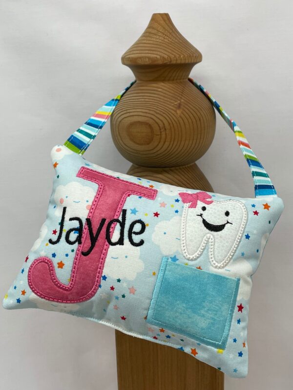 Name & Initial Tooth Fairy Pillow by Tooth Fairy Tess- Personalized