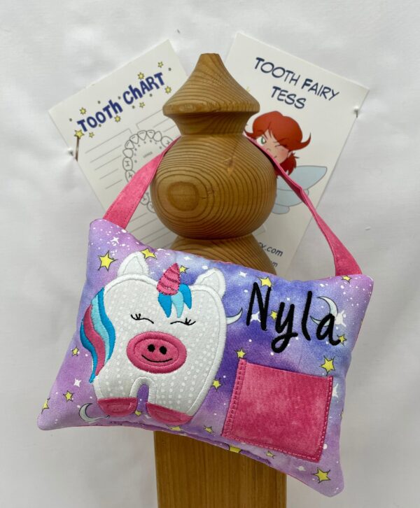 Unicorn Tooth Fairy Pillow by Tooth Fairy Tess - Personalized