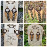Golden Bronze Beaded Hoop Fringe Earrings