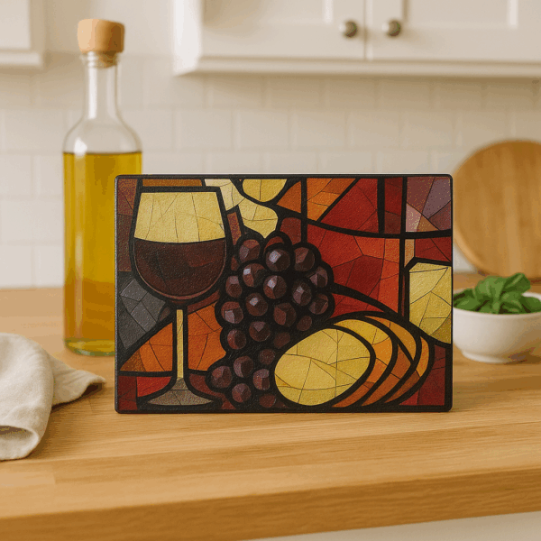 Vino Mosaic – Stained Glass Wine & Cheese Cutting Board