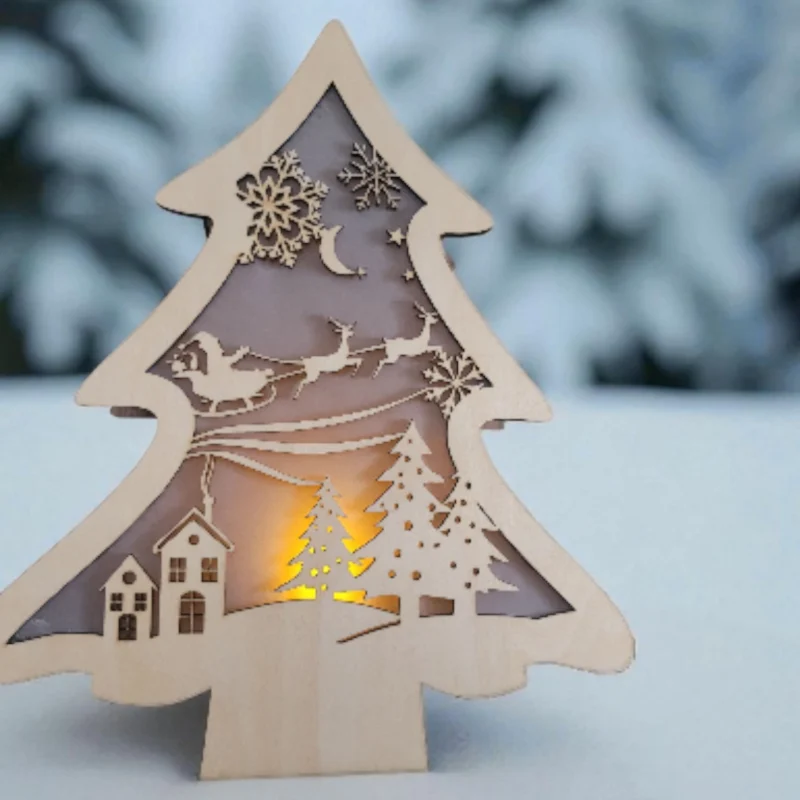 Handmade Wooden Christmas Tree LAntern