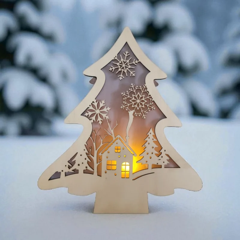 Handmade Wooden Christmas Tree Lantern