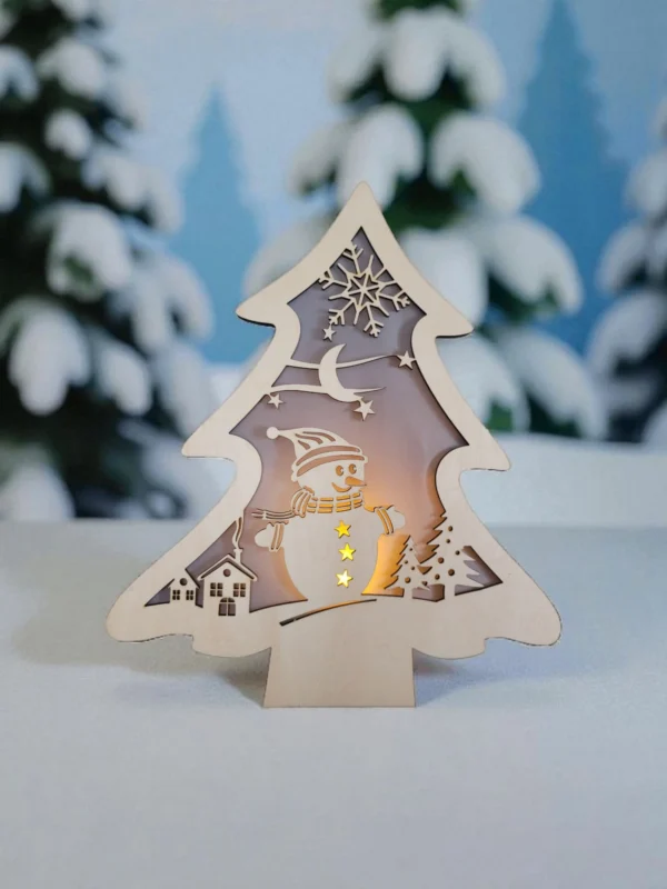 Wooden Christmas Tree Lantern