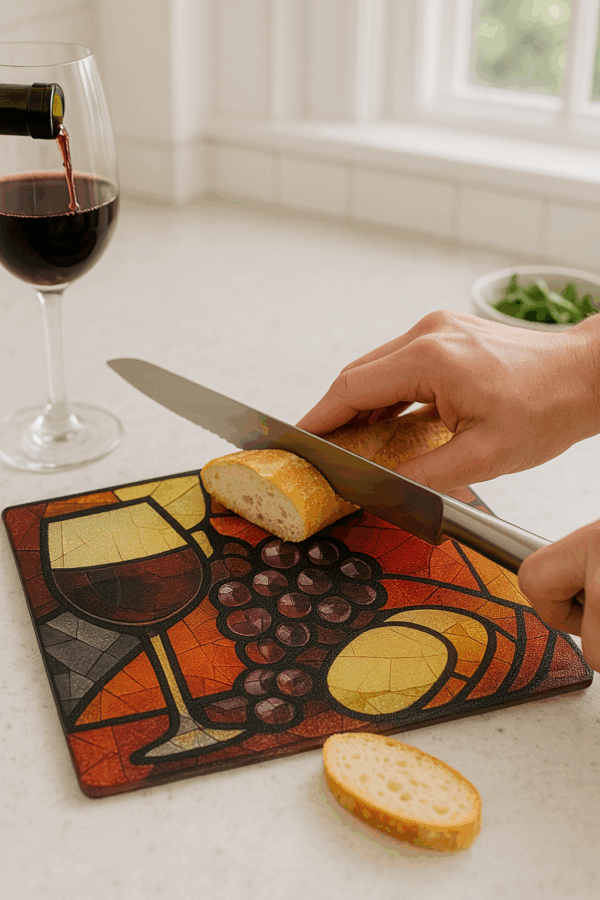 Vino Mosaic – Stained Glass Wine & Cheese Cutting Board