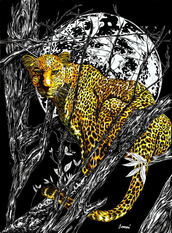 Cheetah in a Tree, Hand drawn Original Wall Art - Digital Download