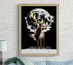 Deer in the Moonlight, Hand drawn Original Wall Art - Digital Download