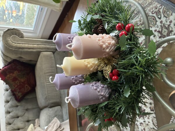 Advent Candle Set with Wreath (by Scents in Fields)