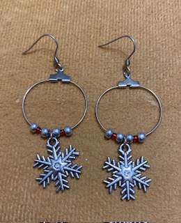 Snowflake hoop earrings