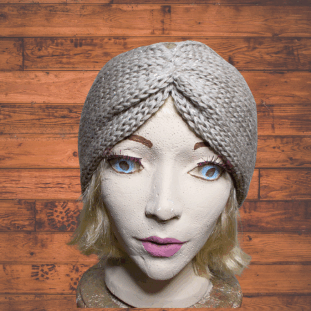 Sparkling Taupe Knit Turban Style Earwarmer