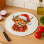 Highland Holiday Cheer – Glass Cutting Board