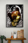 Brown Bear Cub in a Tree, Hand drawn Original Wall Art