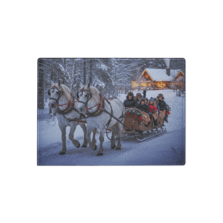 Winter Sleigh Ride Magic – Glass Cutting Board