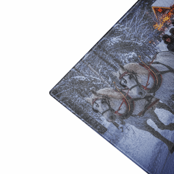 Winter Sleigh Ride Magic – Glass Cutting Board