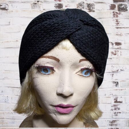 Black Knit Turban Style Earwarmer