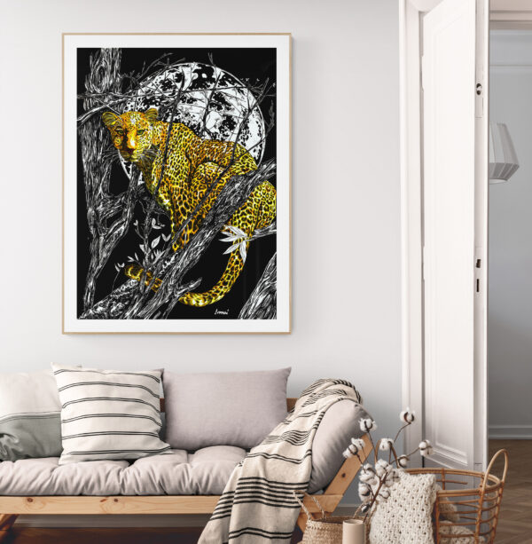 Cheetah in a Tree, Hand drawn Original Wall Art - Digital Download