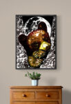 Brown Bear Cub in a Tree, Hand drawn Original Wall Art