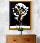 Deer in the Moonlight, Hand drawn Original Wall Art - Digital Download