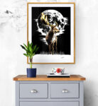 Deer in the Moonlight, Hand drawn Original Wall Art - Digital Download