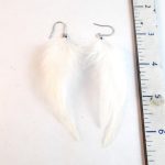 extra small white feather earrings dangler natural feathers