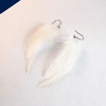 extra small white feather earrings dangler natural feathers