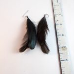 mini raven black natural feathers earrings