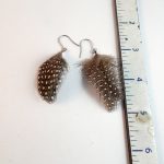 natural polka dot feather earrings Real Feather earrings