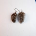 natural polka dot feather earrings Real Feather earrings