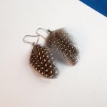 natural polka dot feather earrings Real Feather earrings