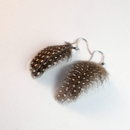 natural polka dot feather earrings Real Feather earrings
