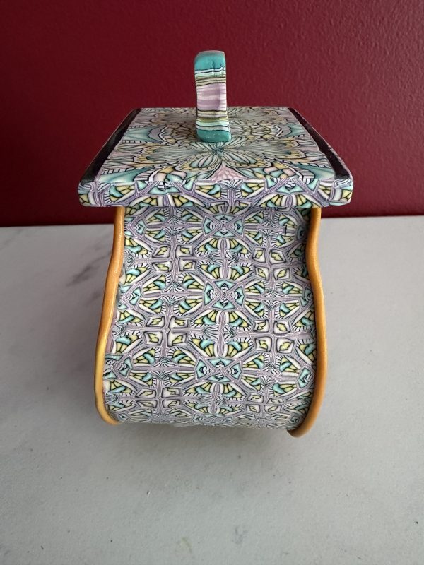 Handcrafted Polymer Clay 4" Unique Kaleidoscope Patterned Container
