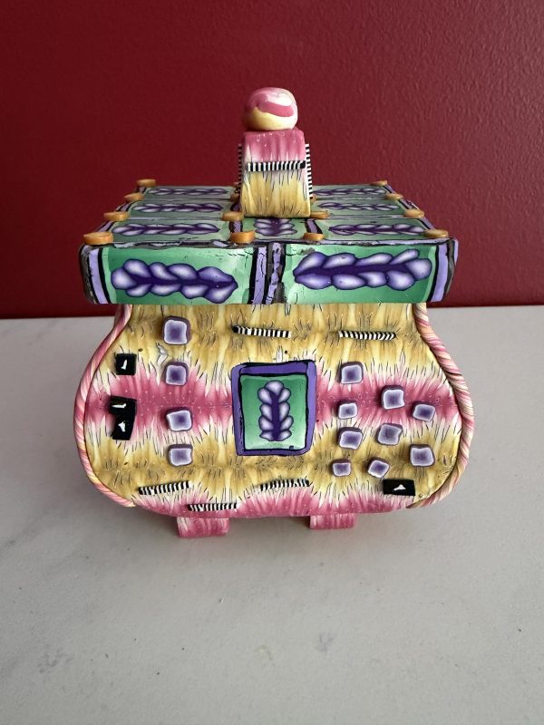Handcrafted Polymer Clay 3-1/2" Unique Patterned Container
