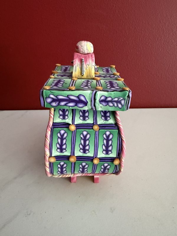 Handcrafted Polymer Clay 3-1/2" Unique Patterned Container