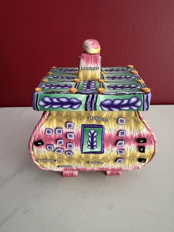 Handcrafted Polymer Clay 3-1/2" Unique Patterned Container