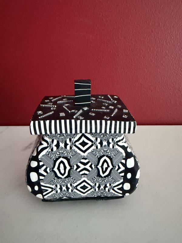 Handcrafted Polymer Clay 3-1/2" Unique Patterned Container