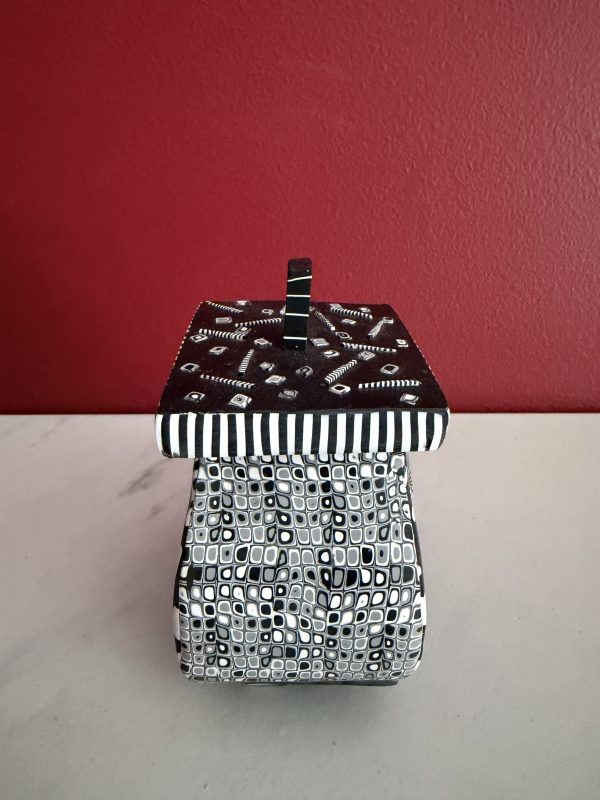 Handcrafted Polymer Clay 3-1/2" Unique Patterned Container