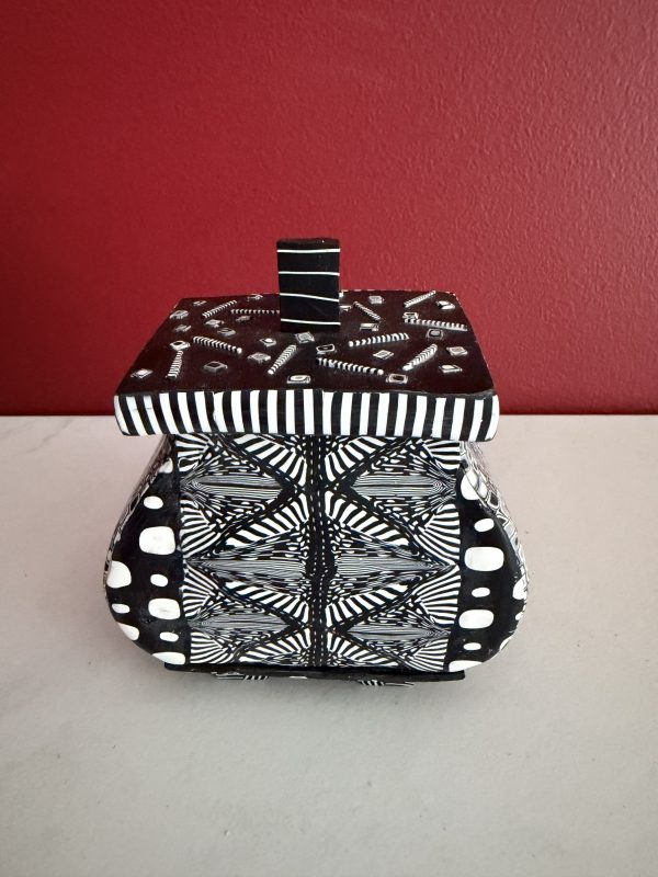 Handcrafted Polymer Clay 3-1/2" Unique Patterned Container