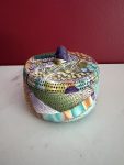 Handcrafted Polymer Clay 3-1/2" Container - "Patchwork Delight"