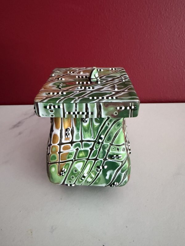 Handcrafted Polymer Clay 3-1/2" Unique Patterned Container
