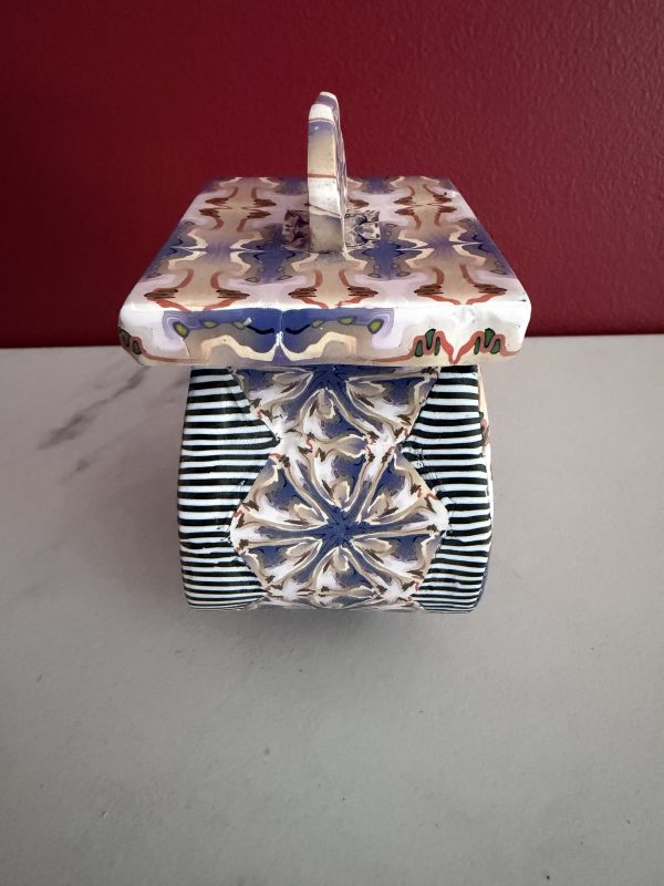 Handcrafted Polymer Clay 3-1/2" Unique Patterned Container