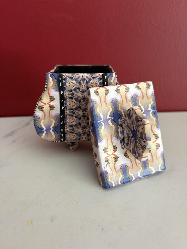 Handcrafted Polymer Clay 3-1/2" Unique Patterned Container
