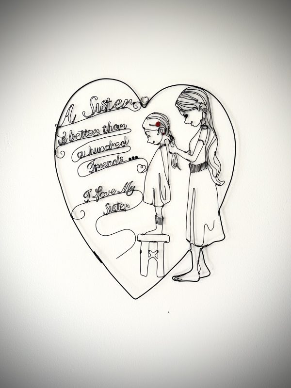 Sisters in Heart Wire Wall Art