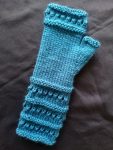 Peacock Blue Hand Knit Fingerless Gloves Mittens Armwarmer