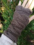 Truffle Brown Fingerless Cable Knit Gloves Mittens