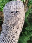 Owl Knit Fingerless Gloves Mittens Hooter | Night Bird