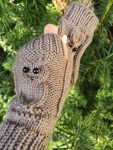 Owl Knit Fingerless Gloves Mittens Hooter | Night Bird