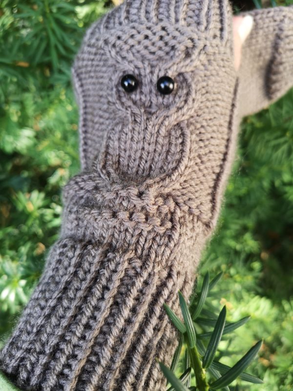 Owl Knit Fingerless Gloves Mittens Hooter | Night Bird