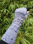 Denim Blue Warm Boho Tweed Knit Fingerless Gloves Arm Warmer
