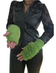 Knit Fingerless Loop Designer Gloves Green