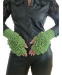Knit Fingerless Loop Designer Gloves Green