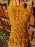 Golden Yellow Handmade Knitted Seamless Wool Blend Gloves